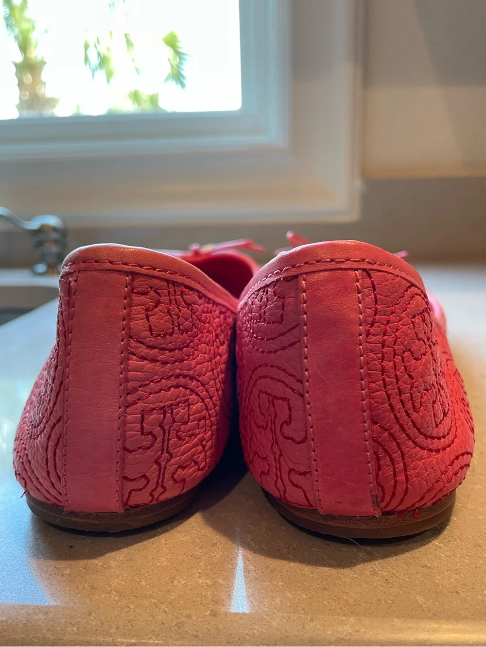 Tory Burch Chelsea Stitched Logo Flats | Rose Petal